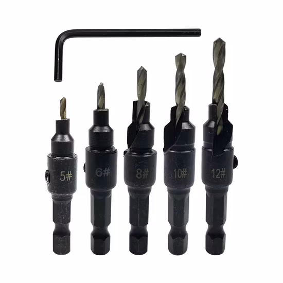 4/5PCS Senker Bohrer Holzbearbeitung Bohrer Set Bohren Pilot Löcher für Schrauben Größen #5 #6 #8 #10 #12 mit einem Schraubenschlüssel Werkzeuge Bohrer